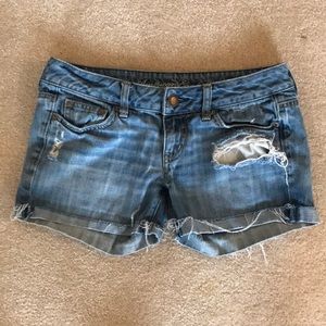 Ripped Denim Jean Shorts